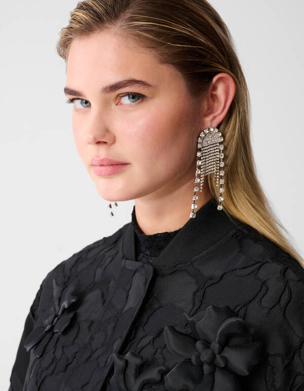 Schwarze Bomberjacke mit Blumenjacquardmuster SHOEBY WOMEN