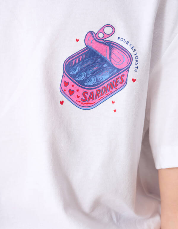 Sardinen Kunst T-Shirt Wei&szlig; SHOEBY GIRLS