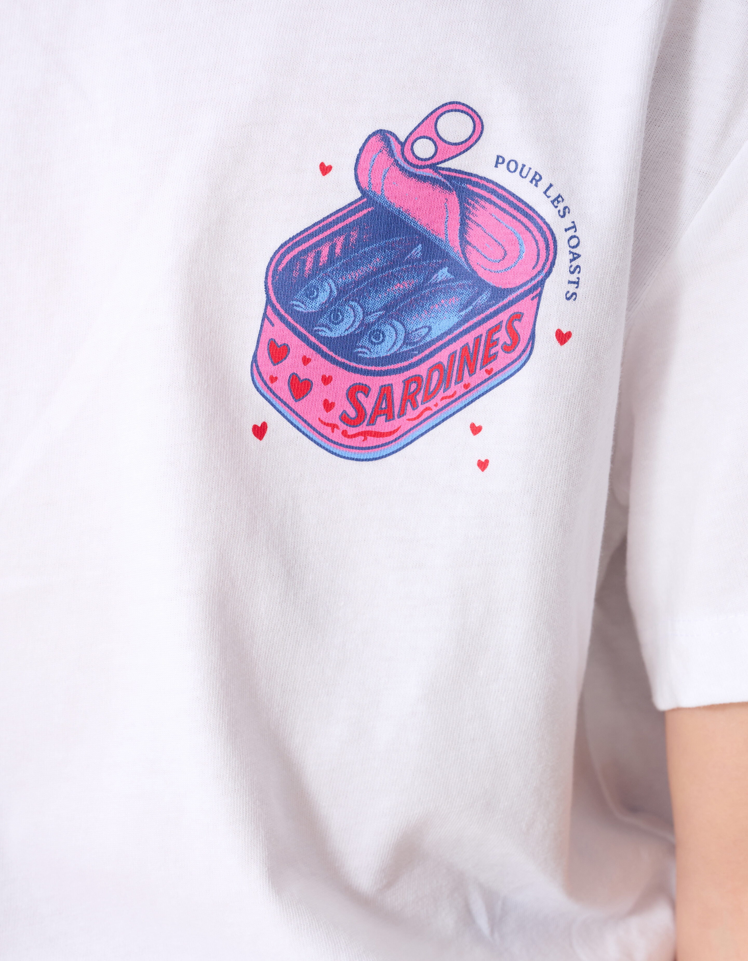 Sardinen Kunst T-Shirt Wei&szlig; SHOEBY GIRLS