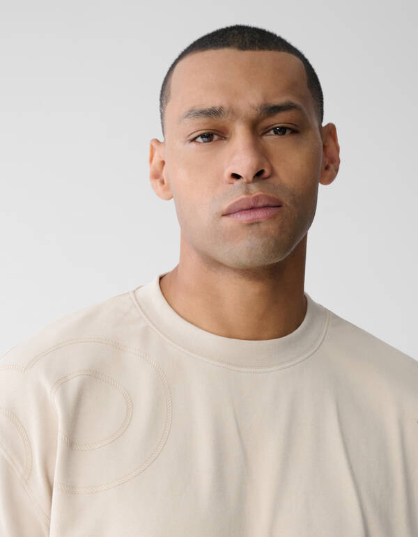 Spark Logo Print T-Shirt Beige SHOEBY MEN