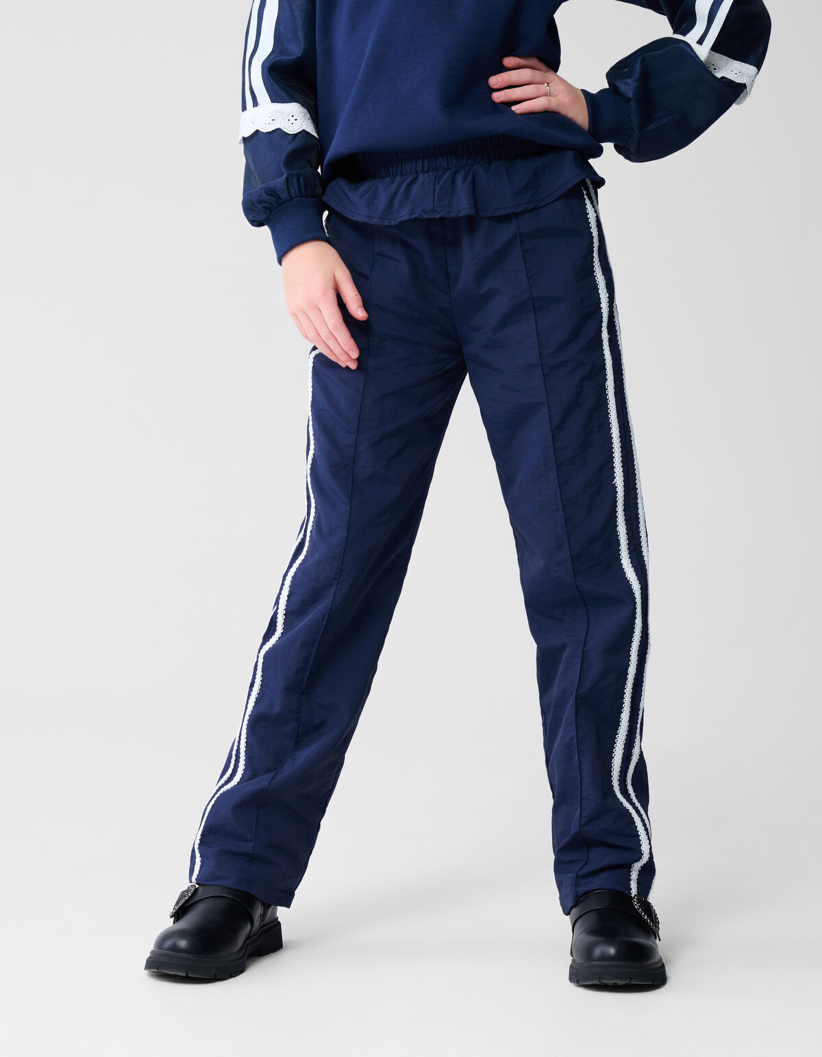 R&uuml;schen-Hose mit weitem Bein Dunkelblau SHOEBY GIRLS