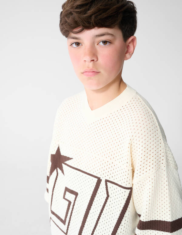 Sportliches Mesh-T-Shirt in Gebrochenwei&szlig; SHOEBY BOYS