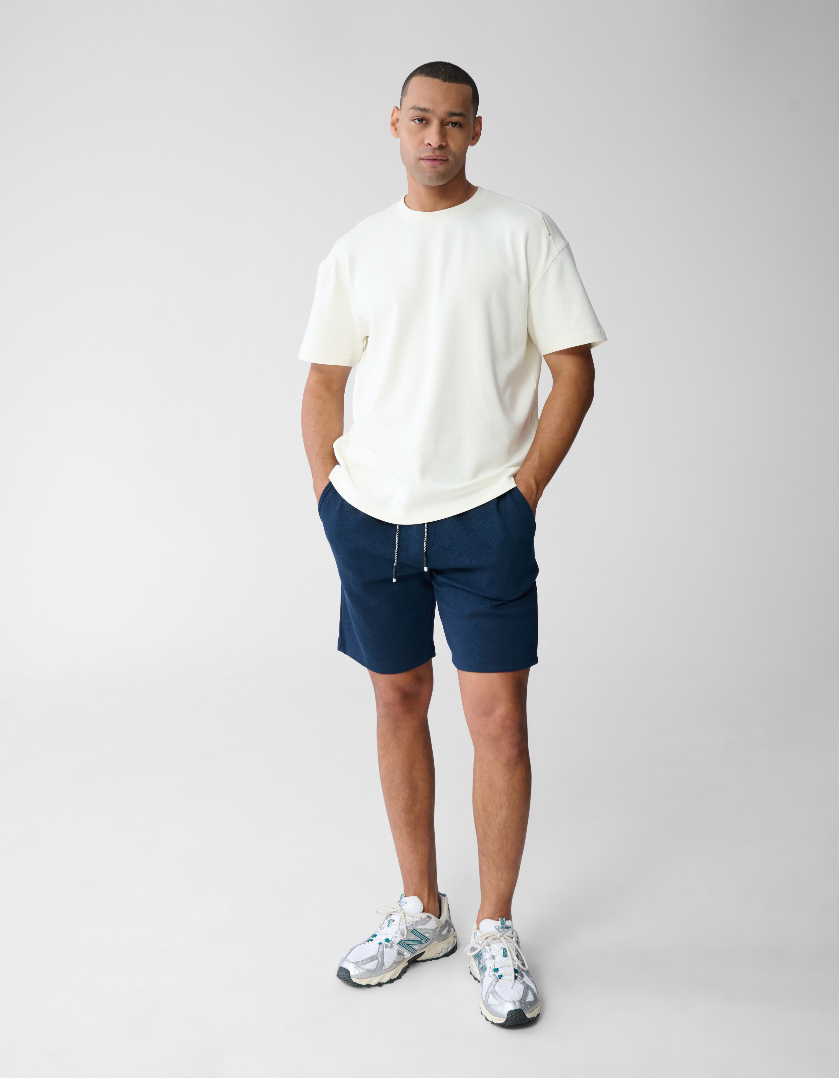 Piqu&eacute; Logo Shorts Blau SHOEBY MEN