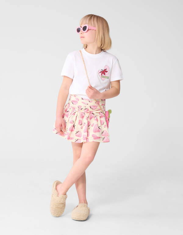 Erdbeerprint Minirock Gebrochen Wei&szlig; SHOEBY GIRLS