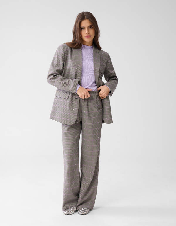 Karierte Hose mit weitem Bein Grau SHOEBY WOMEN