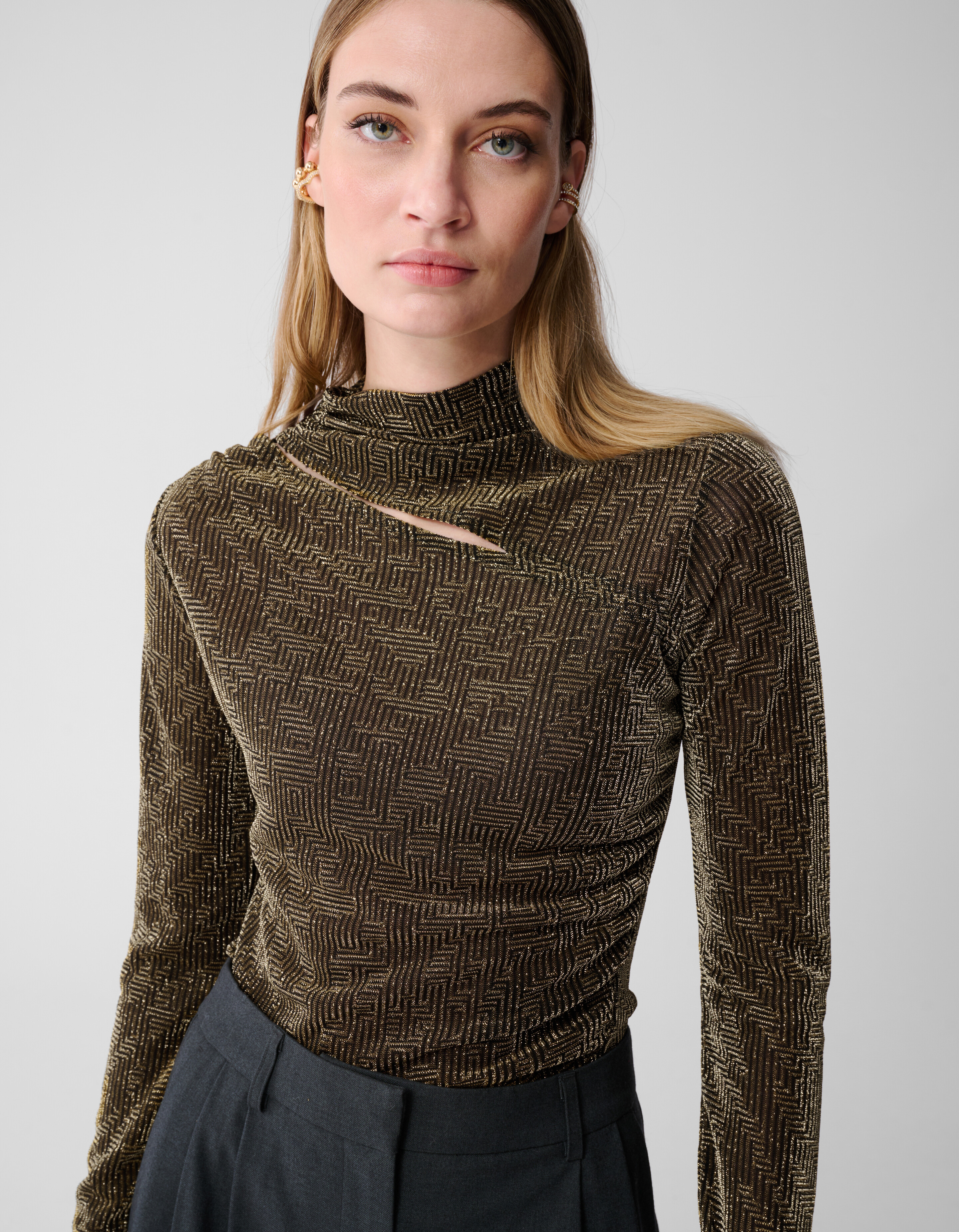 Glitzerndes Top mit Ausschnitt, Gold SHOEBY WOMEN