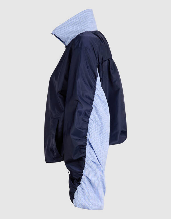 Karierte Satin-Bomberjacke Blau SHOEBY WOMEN