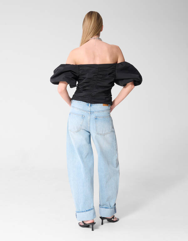 Gerafftes Off-Shoulder-Top Schwarz von Fred SHOEBY WOMEN