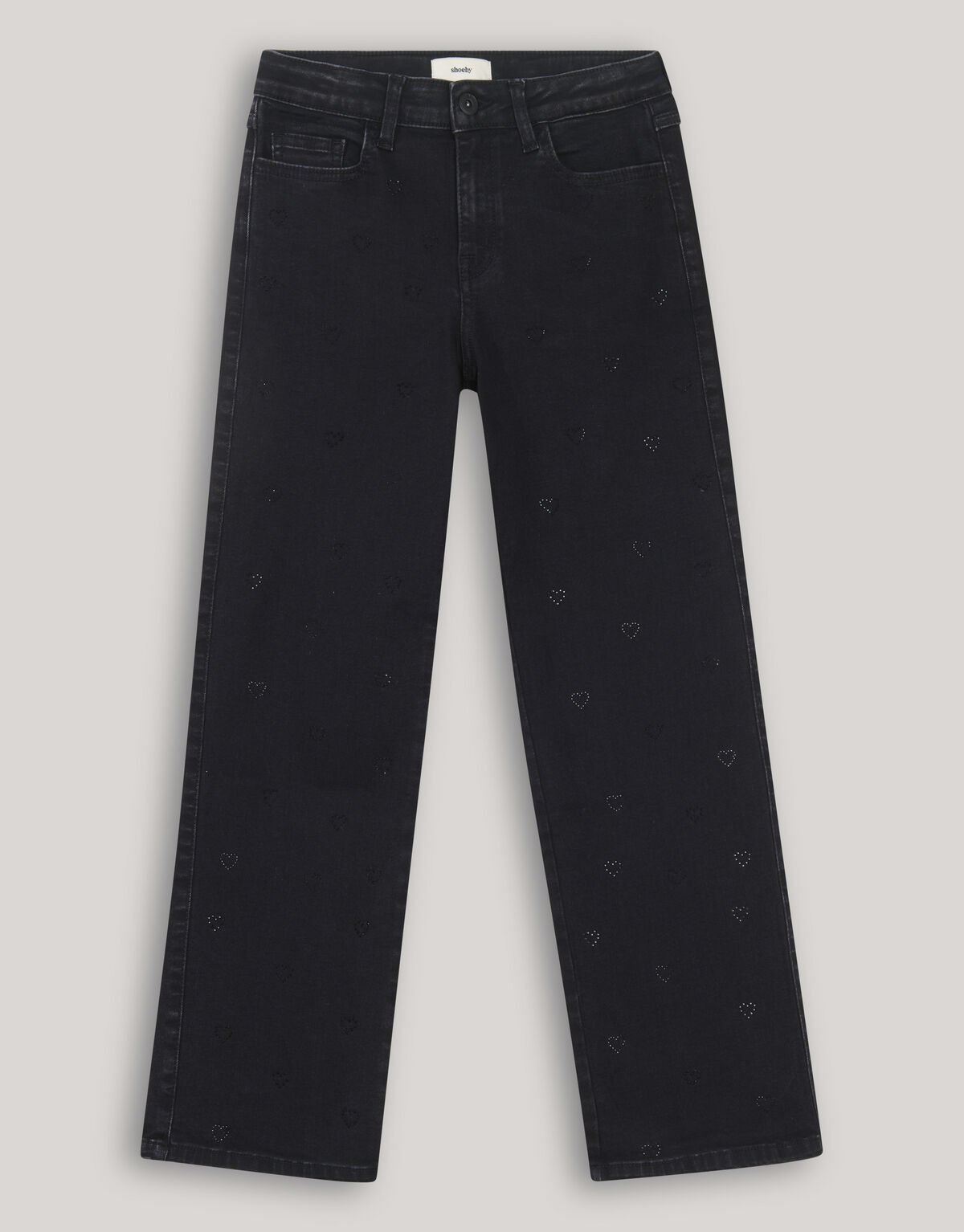 Strass Herz Straight Fit Jeans Schwarz SHOEBY GIRLS