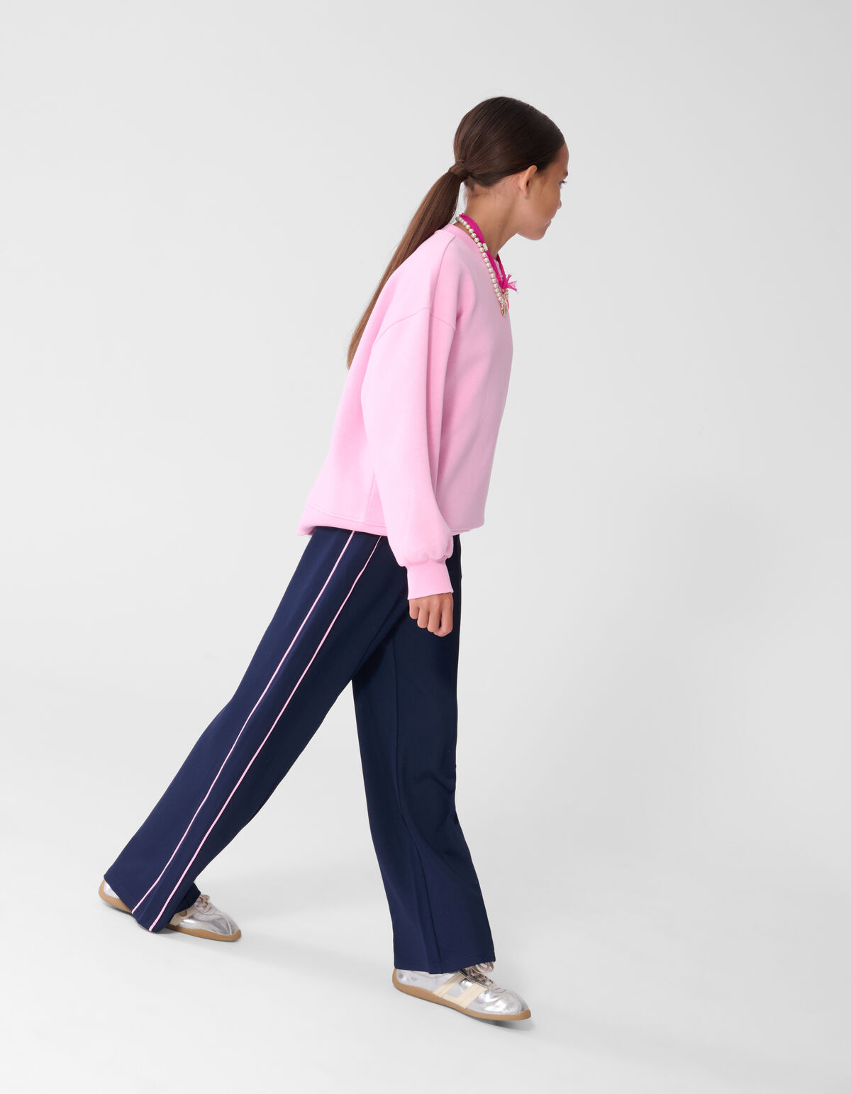 Sporty Piping Wide Leg Fit Hose Dunkelblau SHOEBY GIRLS