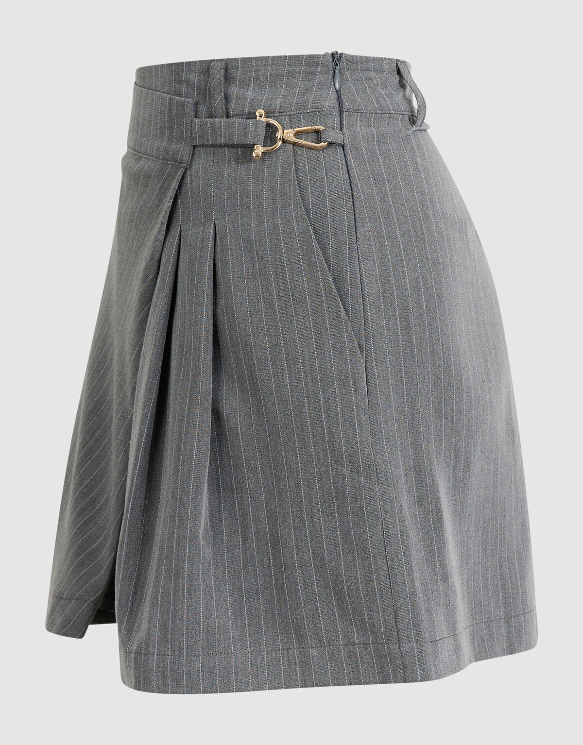 Nadelstreifen-Plissee-Skort Dunkelgrau SHOEBY WOMEN