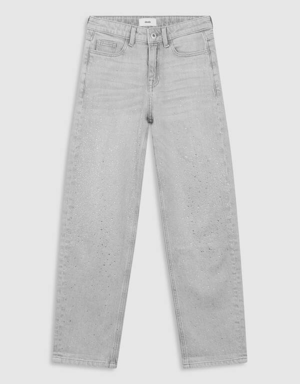Strass Wide Leg Fit Jeans Hellgrau SHOEBY GIRLS