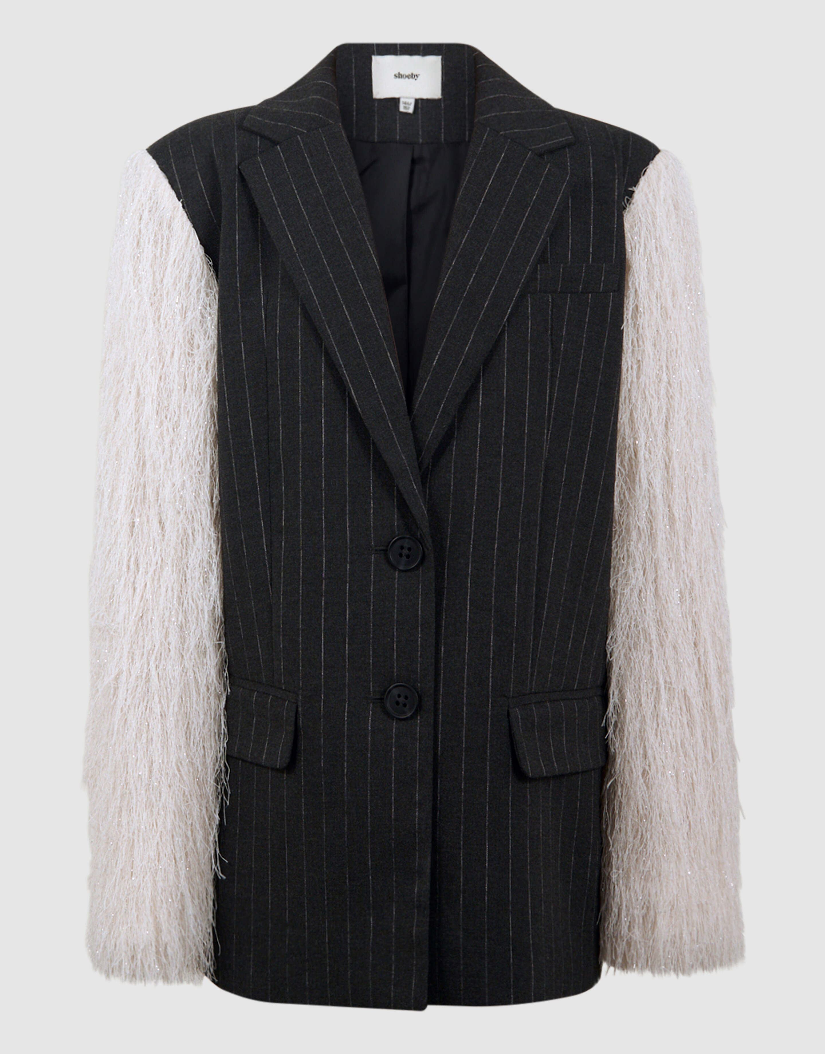 Flauschiger Glitzer-Blazer Off White SHOEBY GIRLS