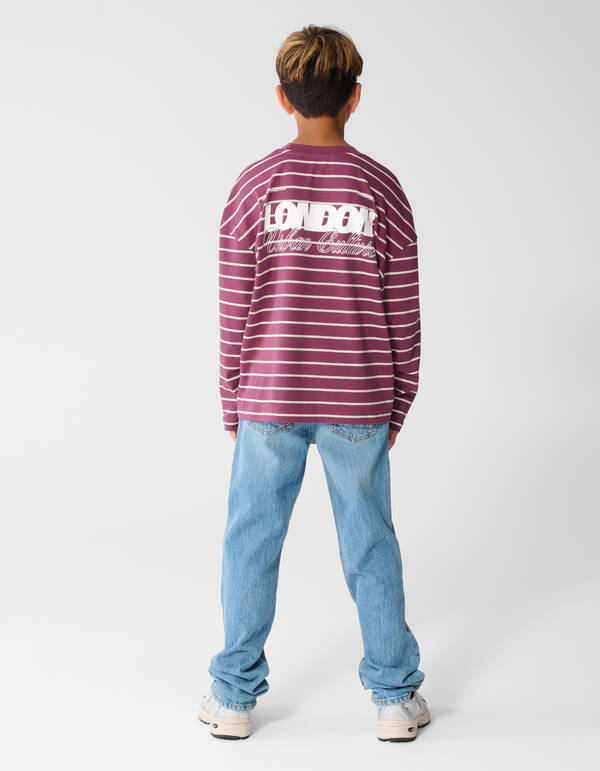 London gestreiftes Langarmshirt Dunkelrot SHOEBY BOYS