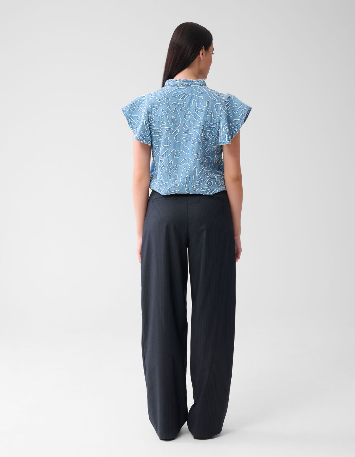 Nadelstreifen-Hose mit weitem Bein, dunkelblau SHOEBY WOMEN