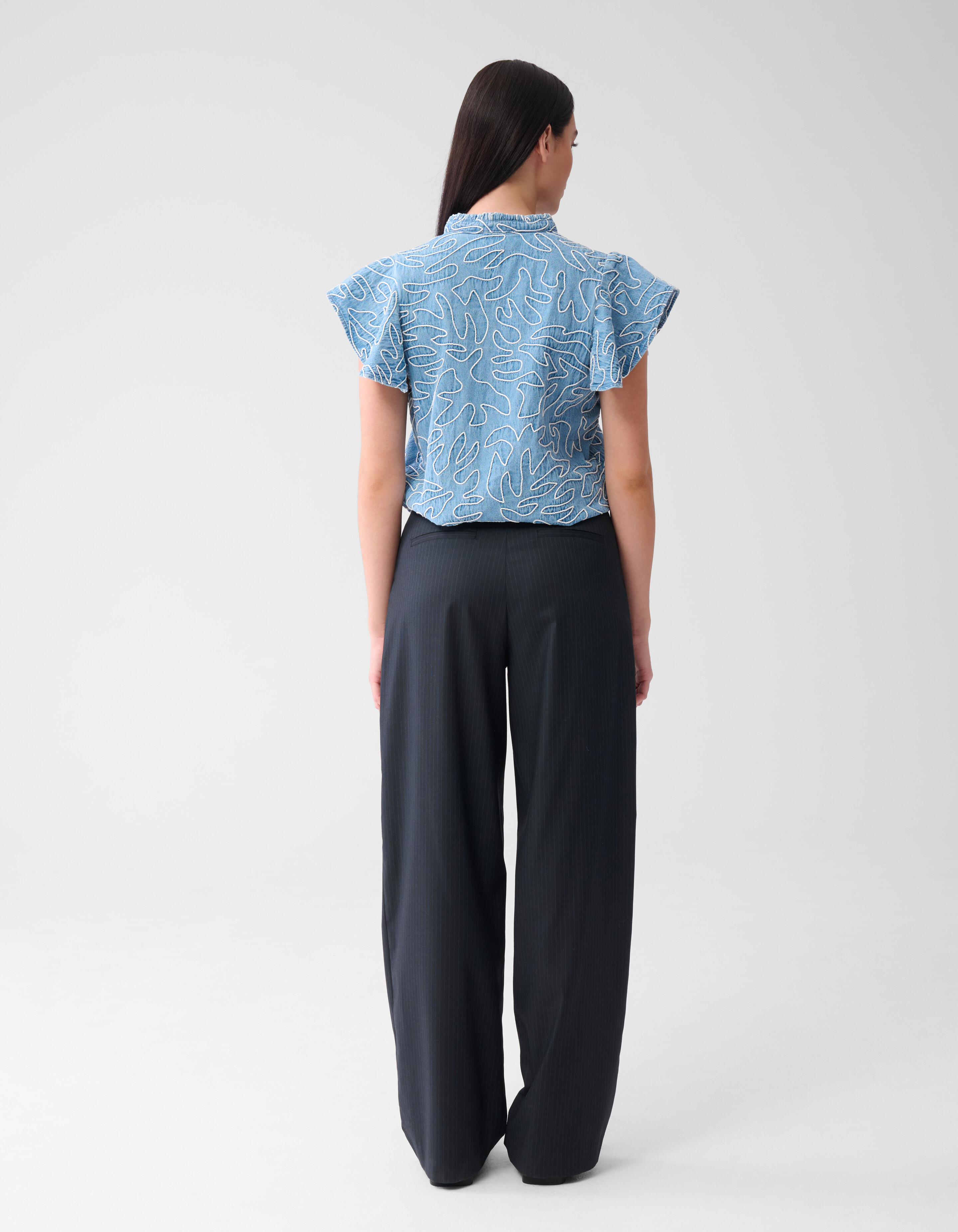 Nadelstreifen-Hose mit weitem Bein, dunkelblau SHOEBY WOMEN