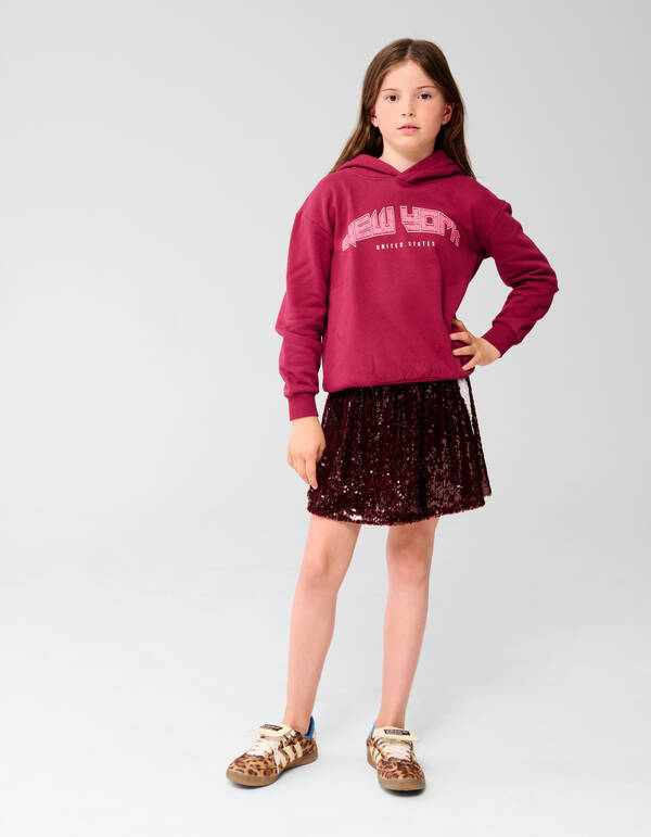 Pailletten Minirock Dunkelrot SHOEBY GIRLS