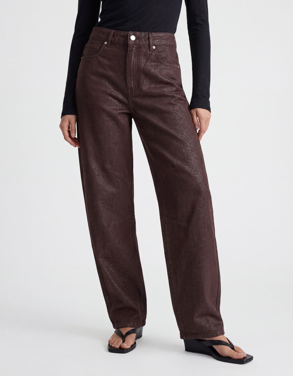 Lurex Barrel Fit Jeans Dunkelbraun SHOEBY WOMEN