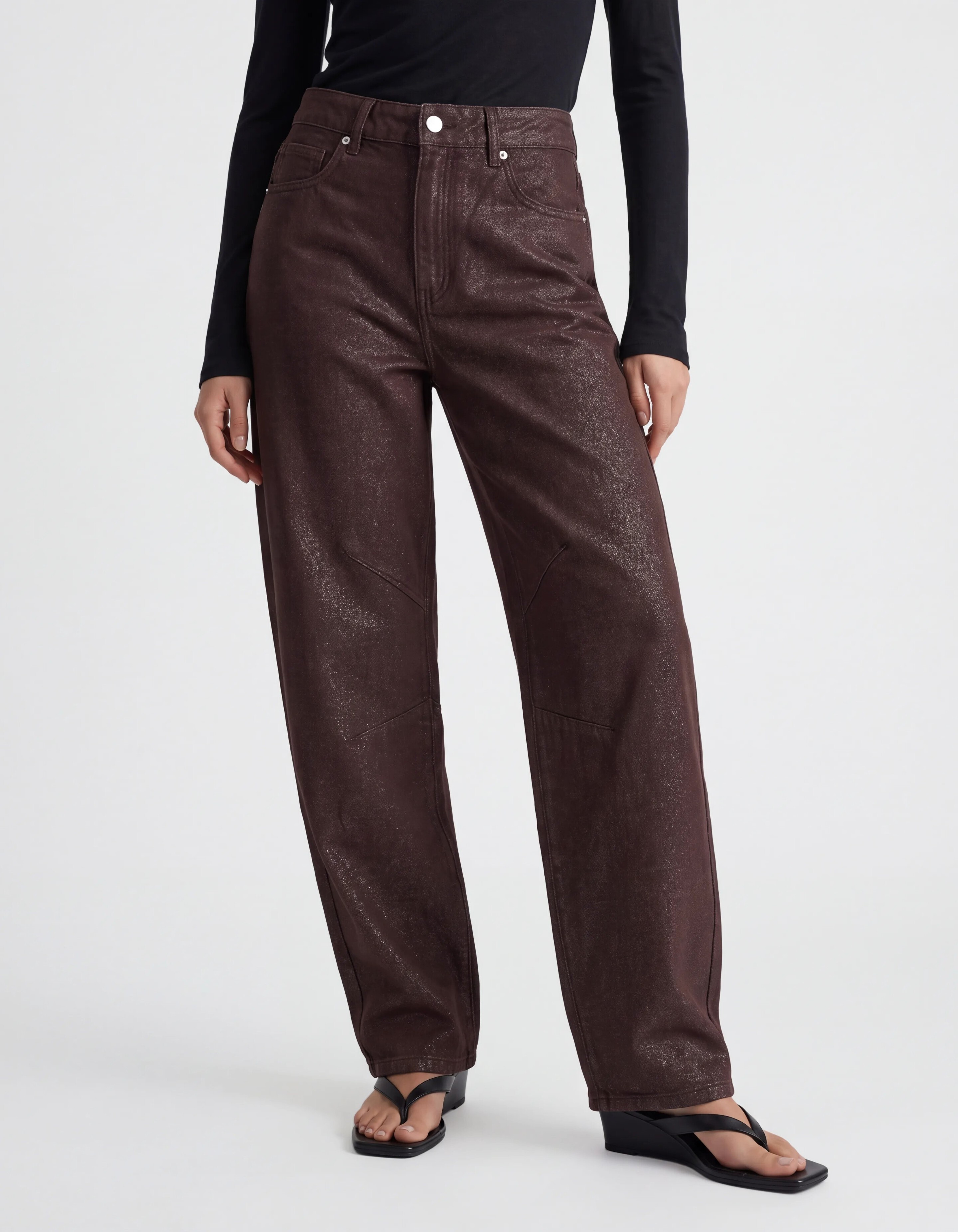 Lurex Barrel Fit Jeans Dunkelbraun SHOEBY WOMEN