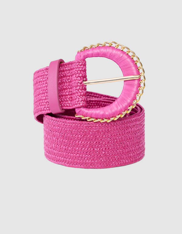 Kettengemusterte Raffia-Band Rosa SHOEBY ACCESSOIRES