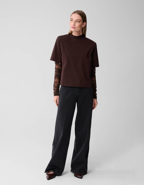 Gepolstertes T-Shirt Dunkelbraun SHOEBY WOMEN