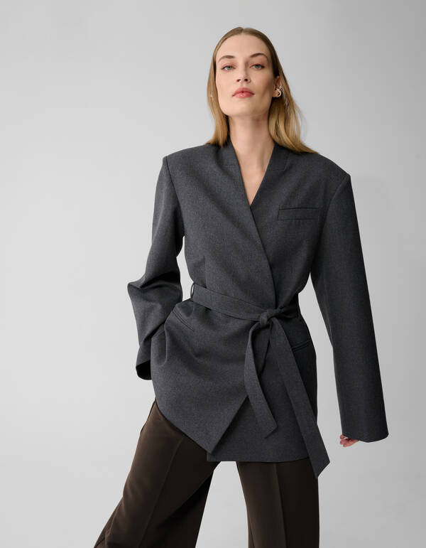 Oversized-Wickelblazer Dunkelgrau Von Lonneke SHOEBY WOMEN