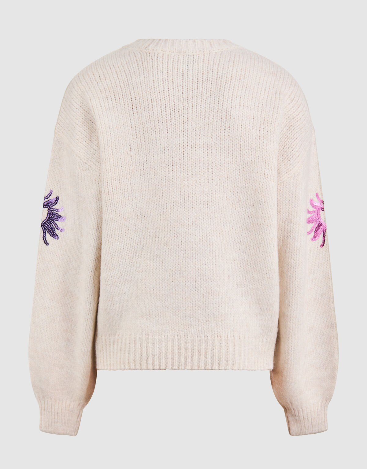 Pailletten Strickpullover Gebrochen Wei&szlig; SHOEBY GIRLS