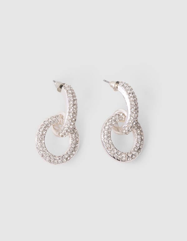 Ovale Ohrringe mit Strasssteinen in Silber SHOEBY ACCESSOIRES