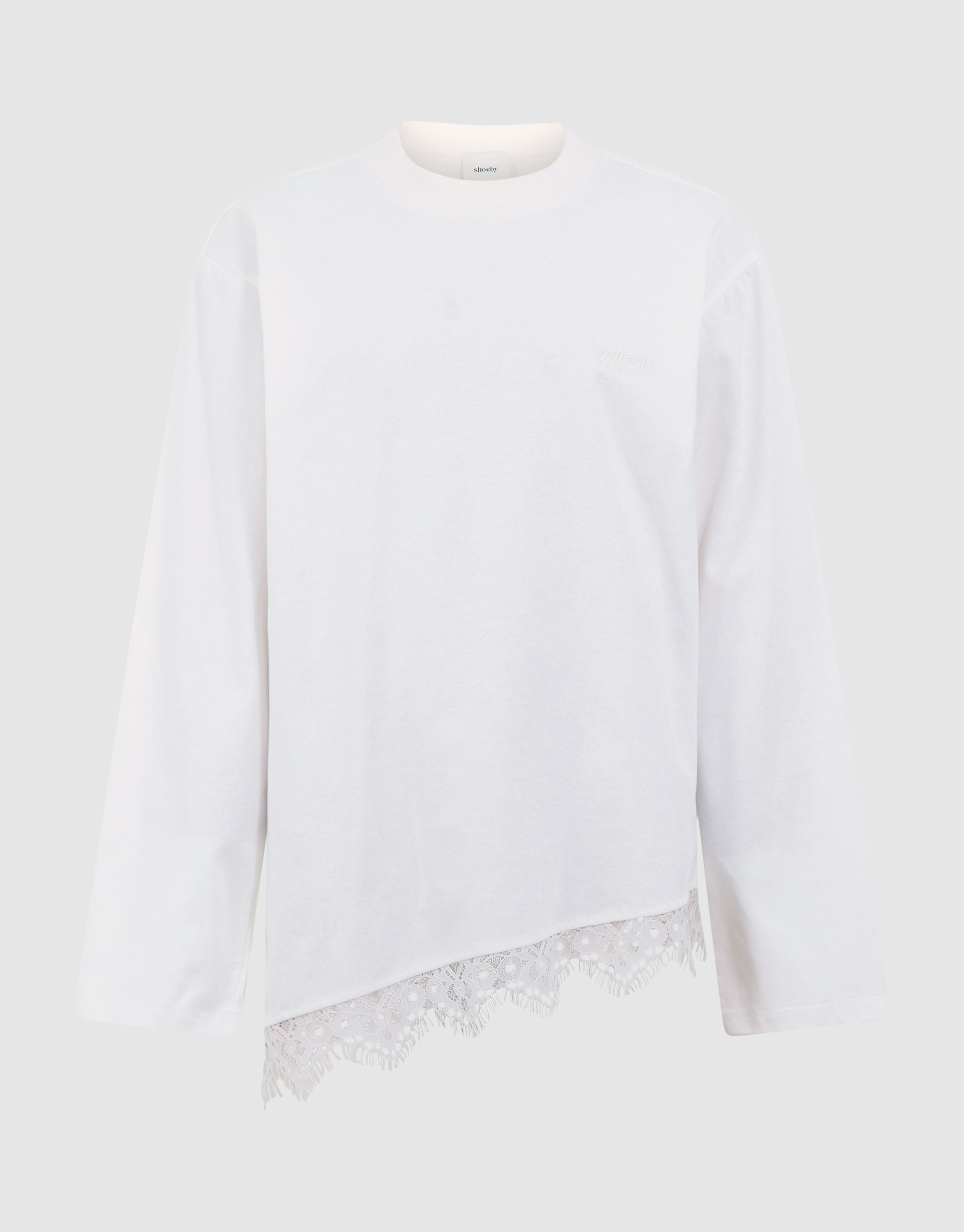 Asymmetrische Langarmshirt mit Spitze Wei&szlig; SHOEBY GIRLS
