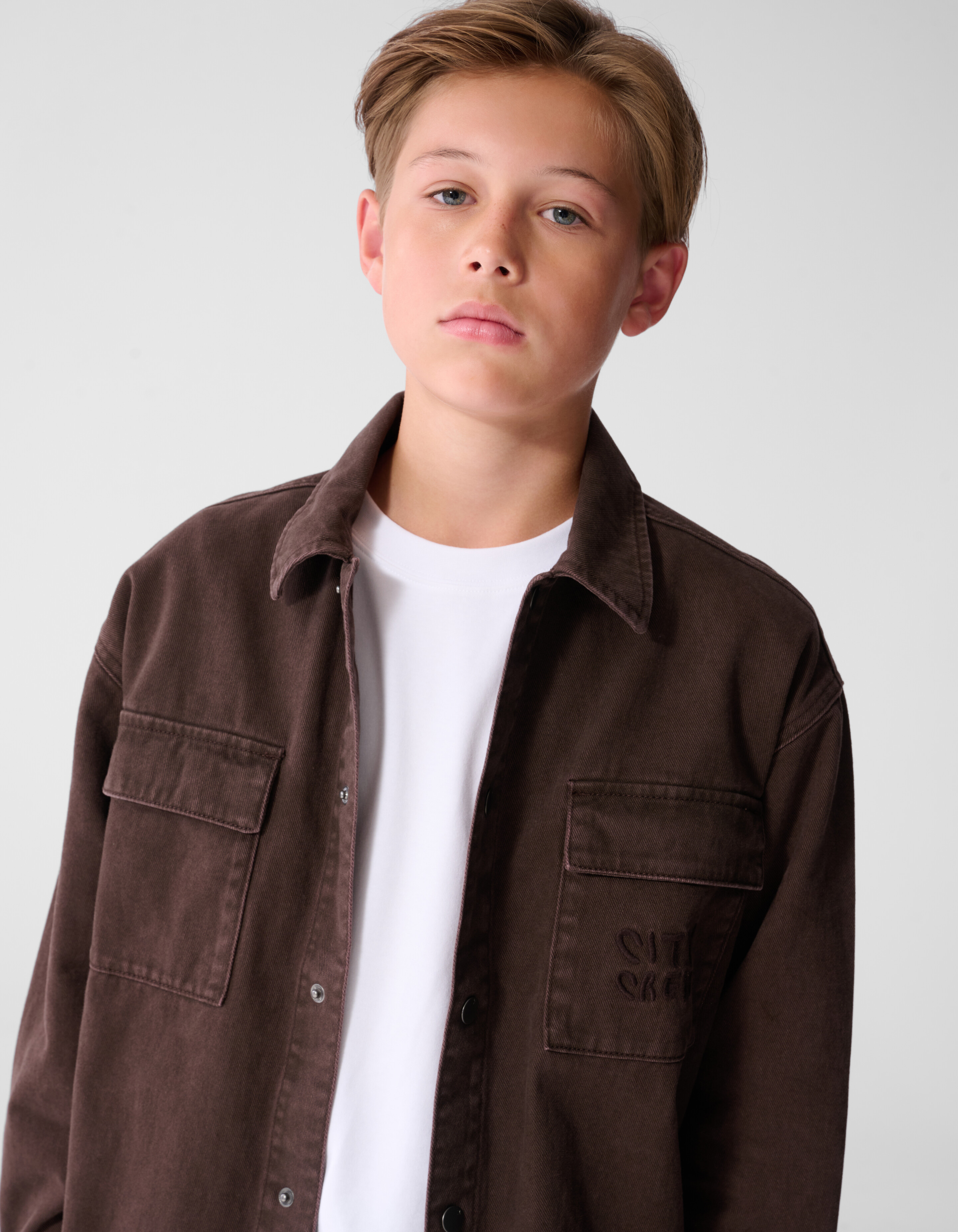Oversized-Denim-Overshirt Dunkelbraun SHOEBY BOYS