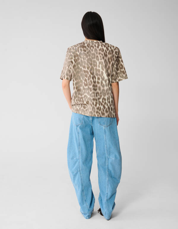 Leoparden-Stepp-T-Shirt Hellbraun SHOEBY WOMEN