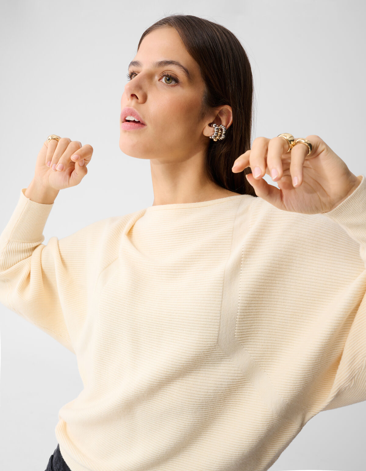 &Uuml;bergro&szlig;er Pullover Off White SHOEBY WOMEN