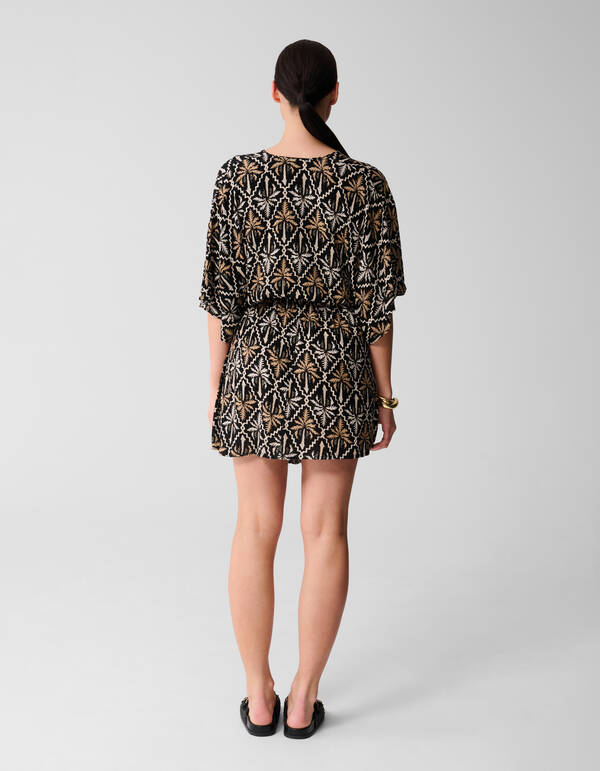 Bedrucktes Crinkle-Minikleid Schwarz/Wei&szlig; SHOEBY WOMEN