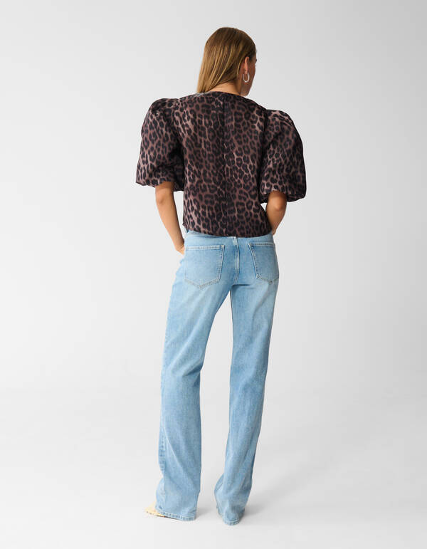 Puff Leopard Bluse Dunkelbraun SHOEBY WOMEN