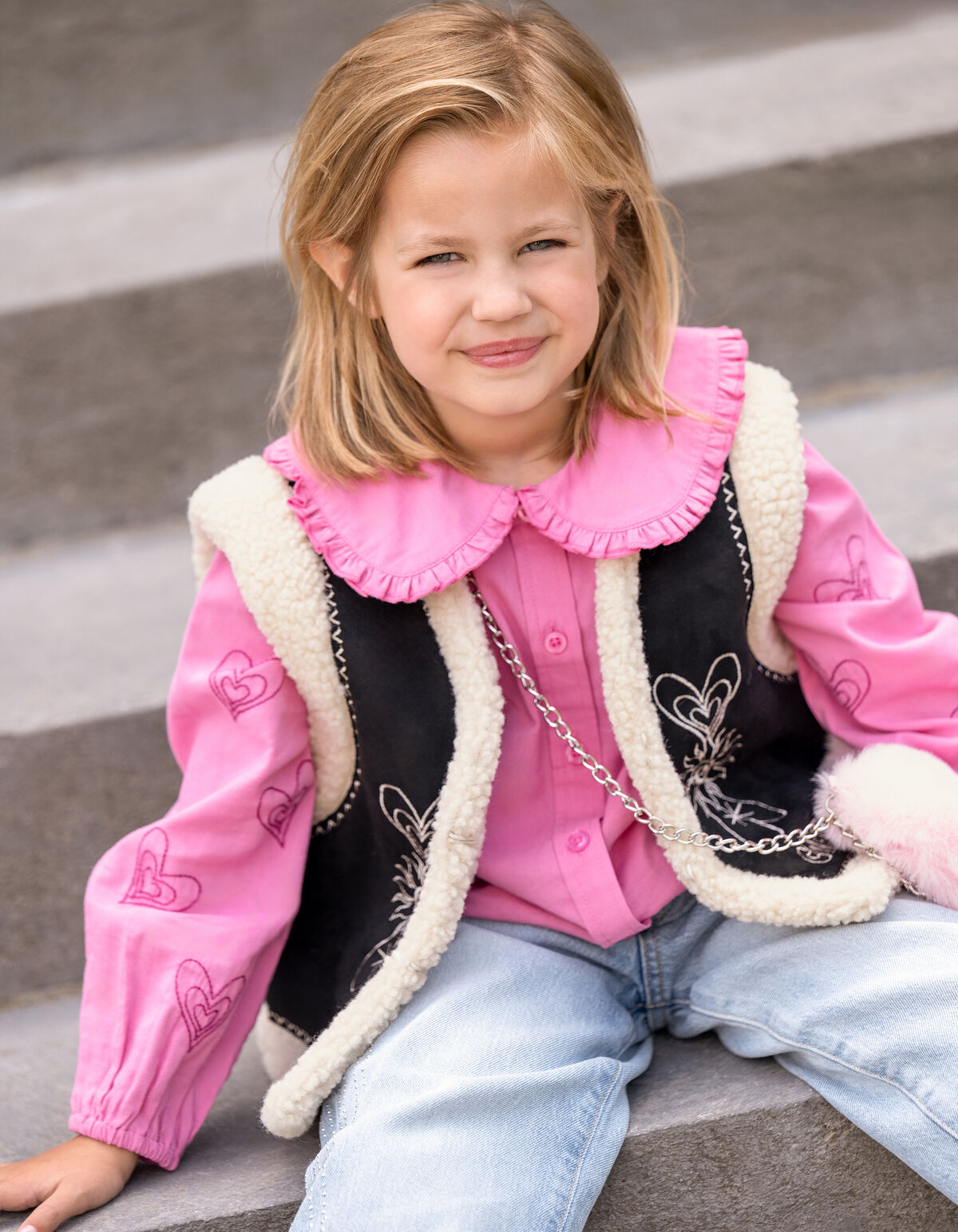 Big Collar Blouse Roze SHOEBY GIRLS