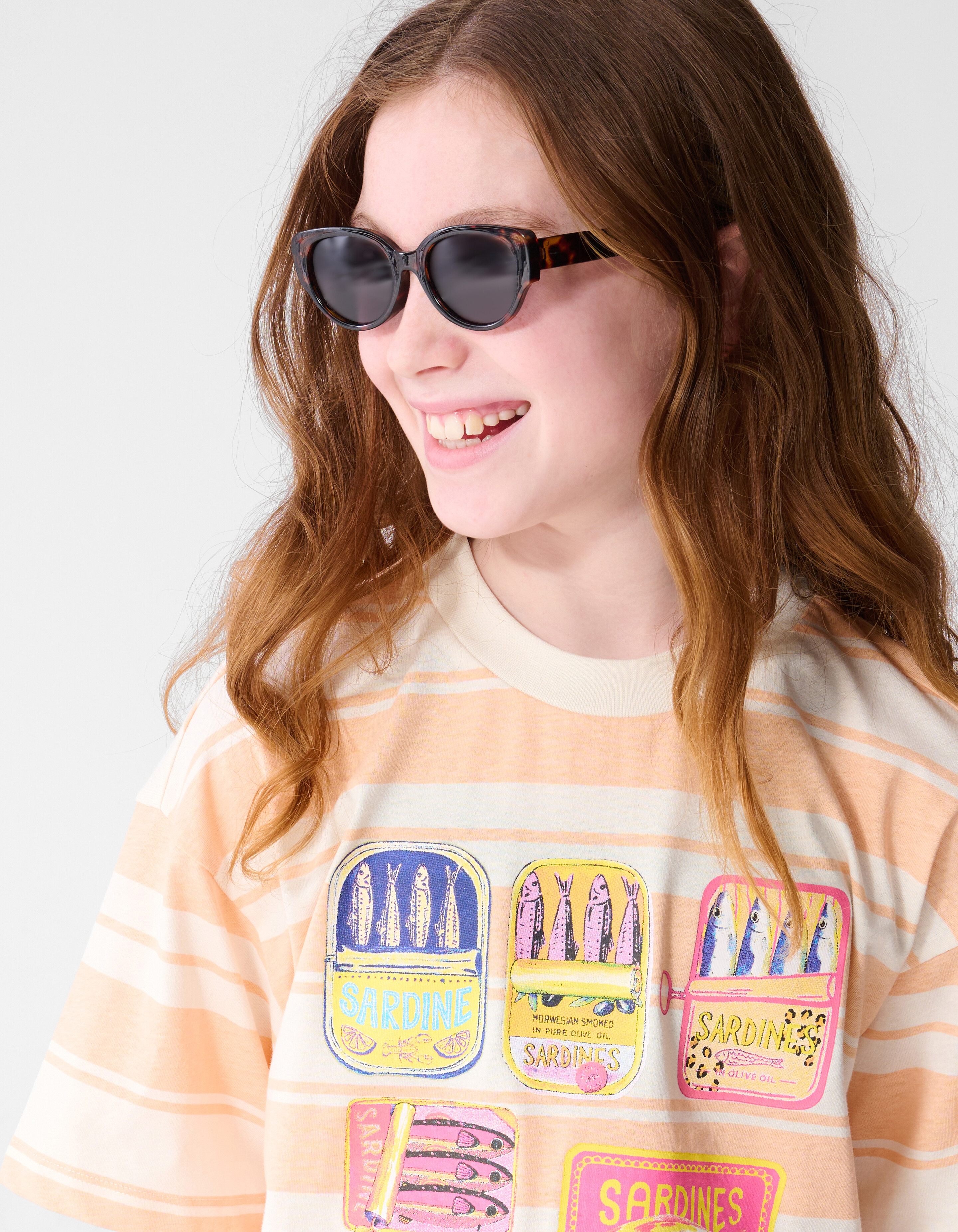 T-Shirt mit Sardinenmuster Hellorange SHOEBY GIRLS