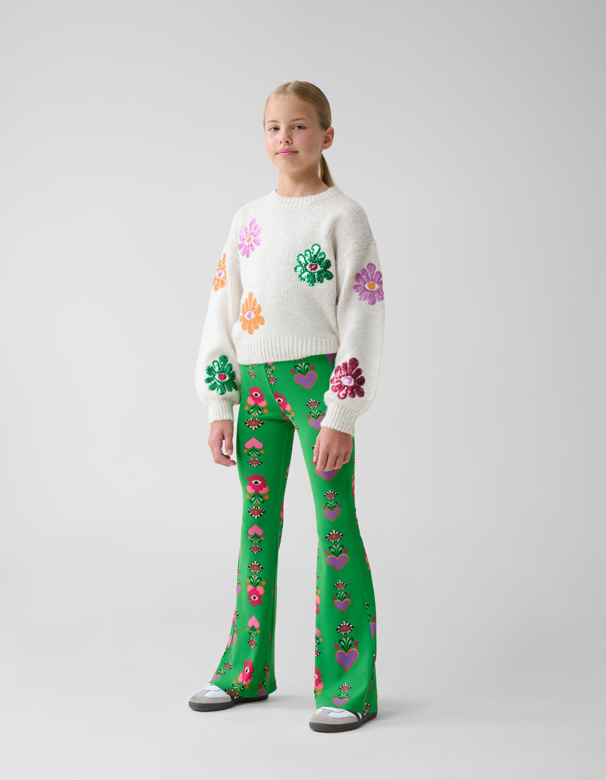 Bedruckte ausgestellte Rippen-Leggings von Lizzy SHOEBY GIRLS