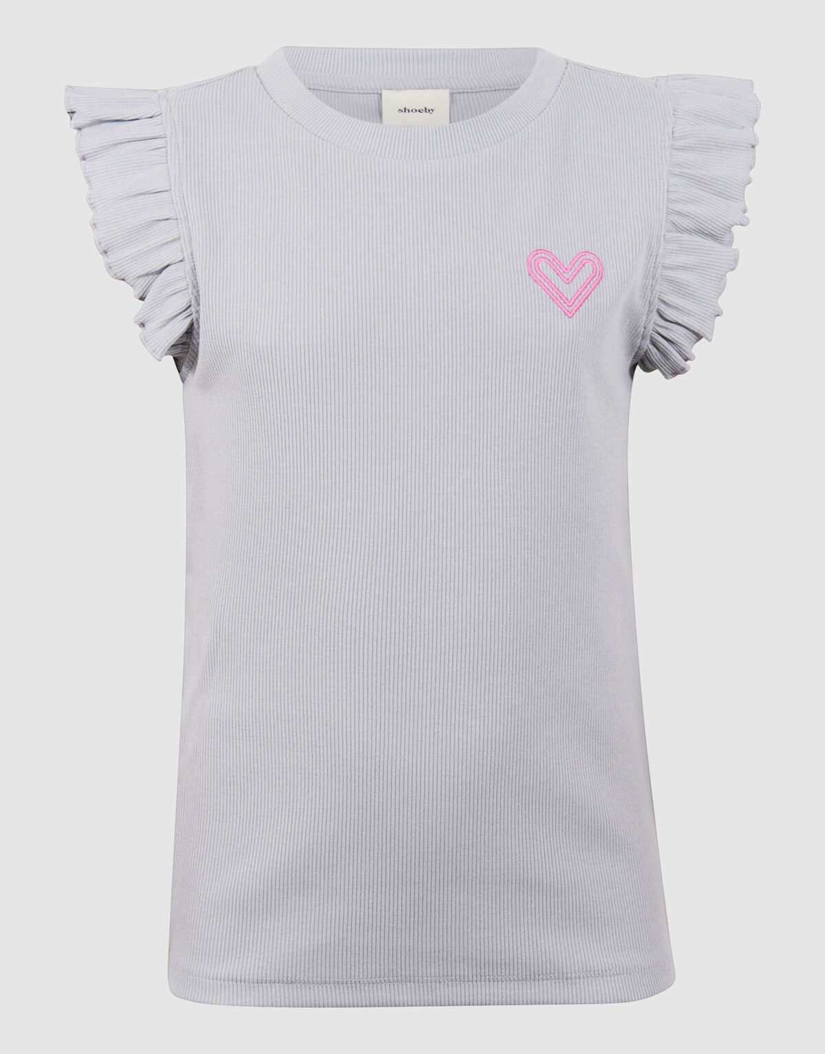 R&uuml;schen-Herz-Top Hellgrau SHOEBY GIRLS