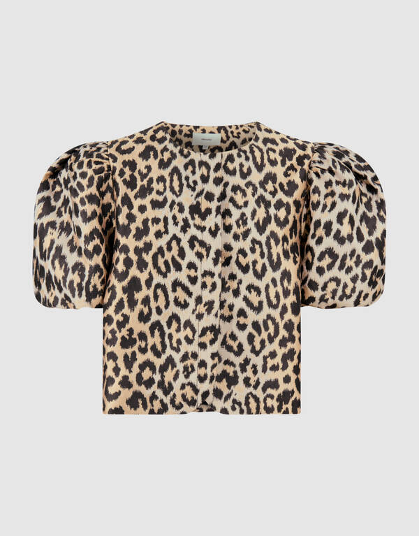Leopard Puff&auml;rmel Blazer Hellbraun SHOEBY GIRLS
