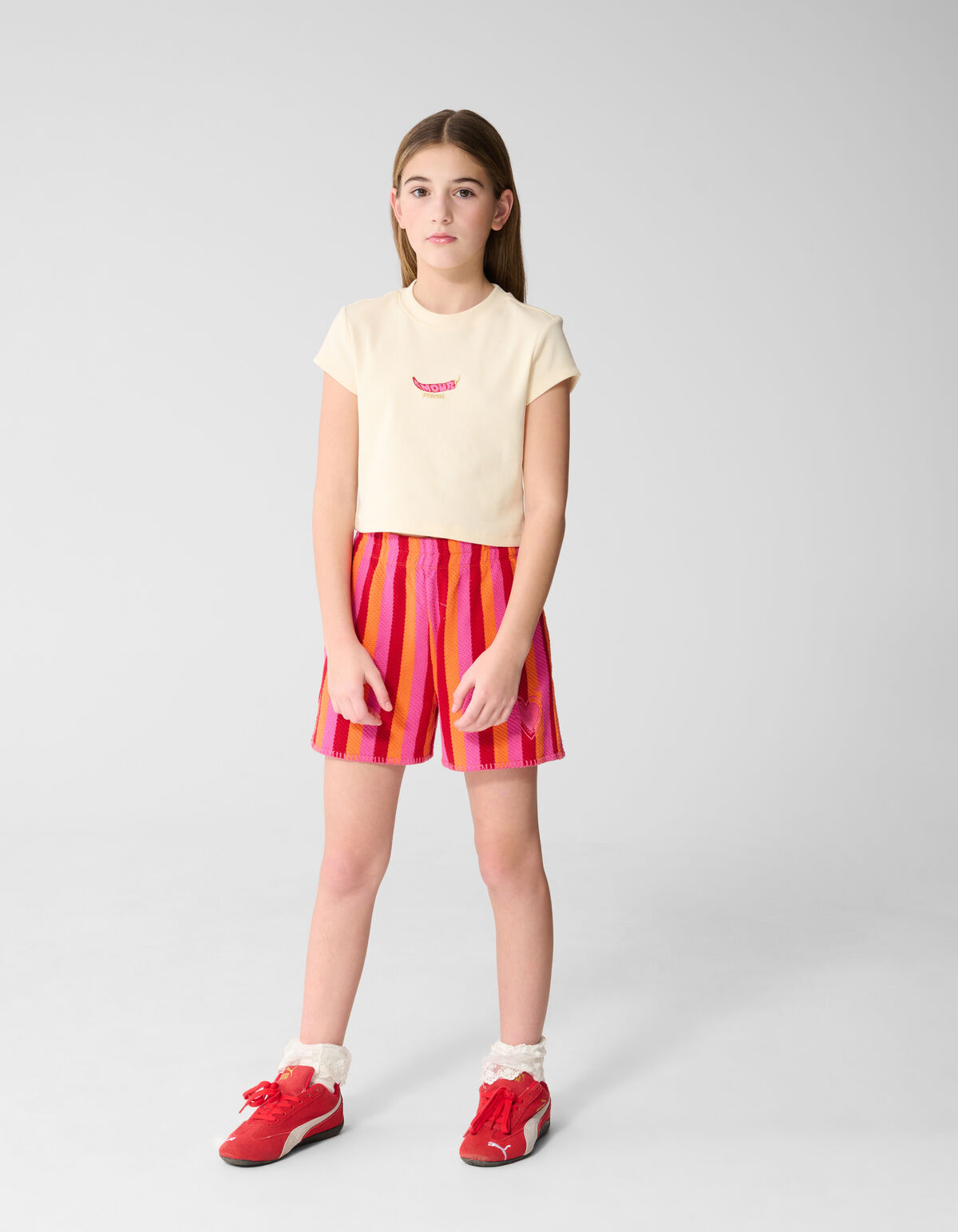 Rib Pepper Crop Top Gebrochenes Wei&szlig; SHOEBY GIRLS