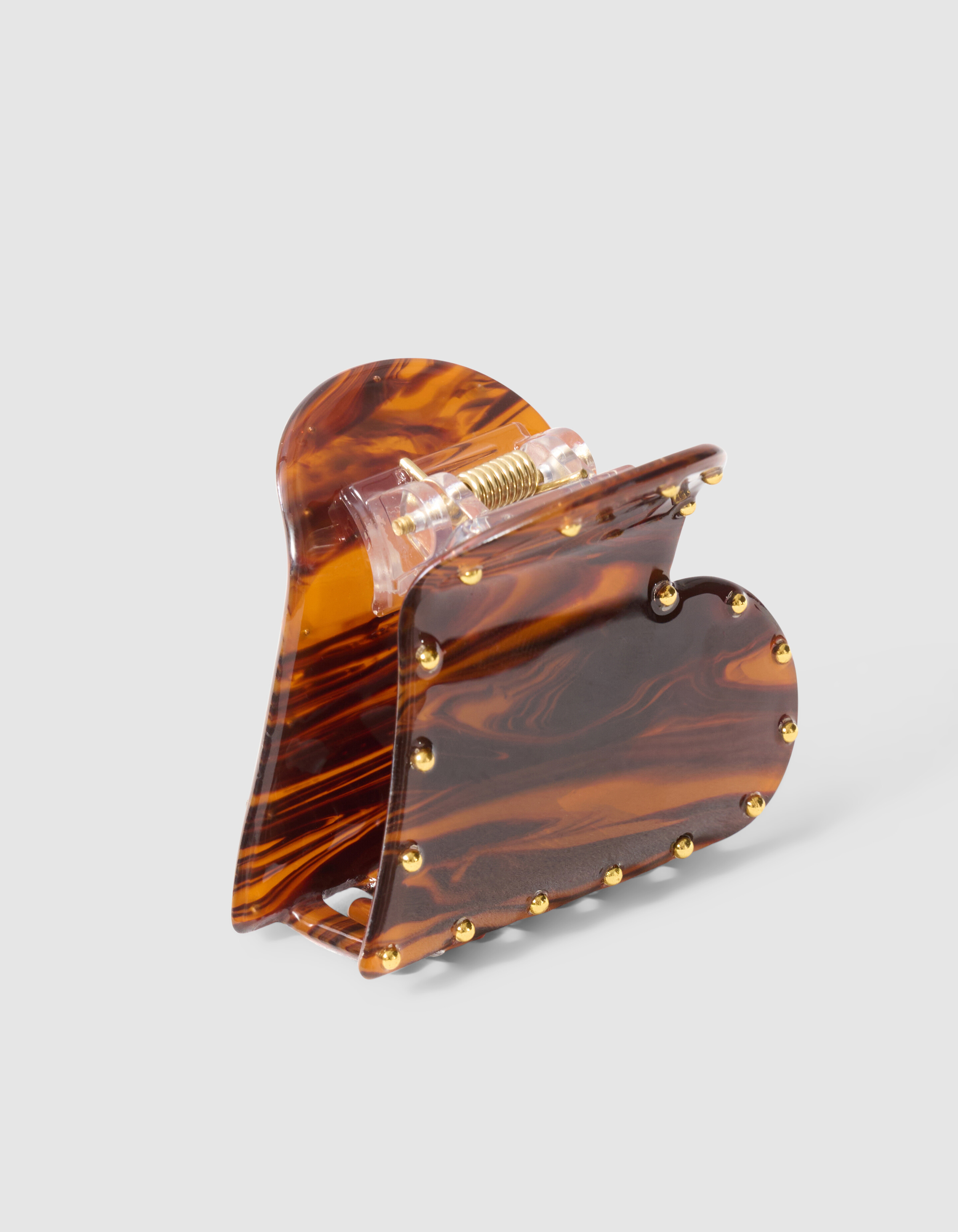 Studded Heart Haarclip Donkerbruin SHOEBY ACCESSOIRES