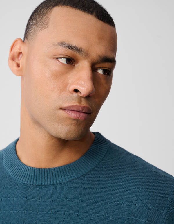 Strukturierter Strickpullover Dunkelgr&uuml;n SHOEBY MEN