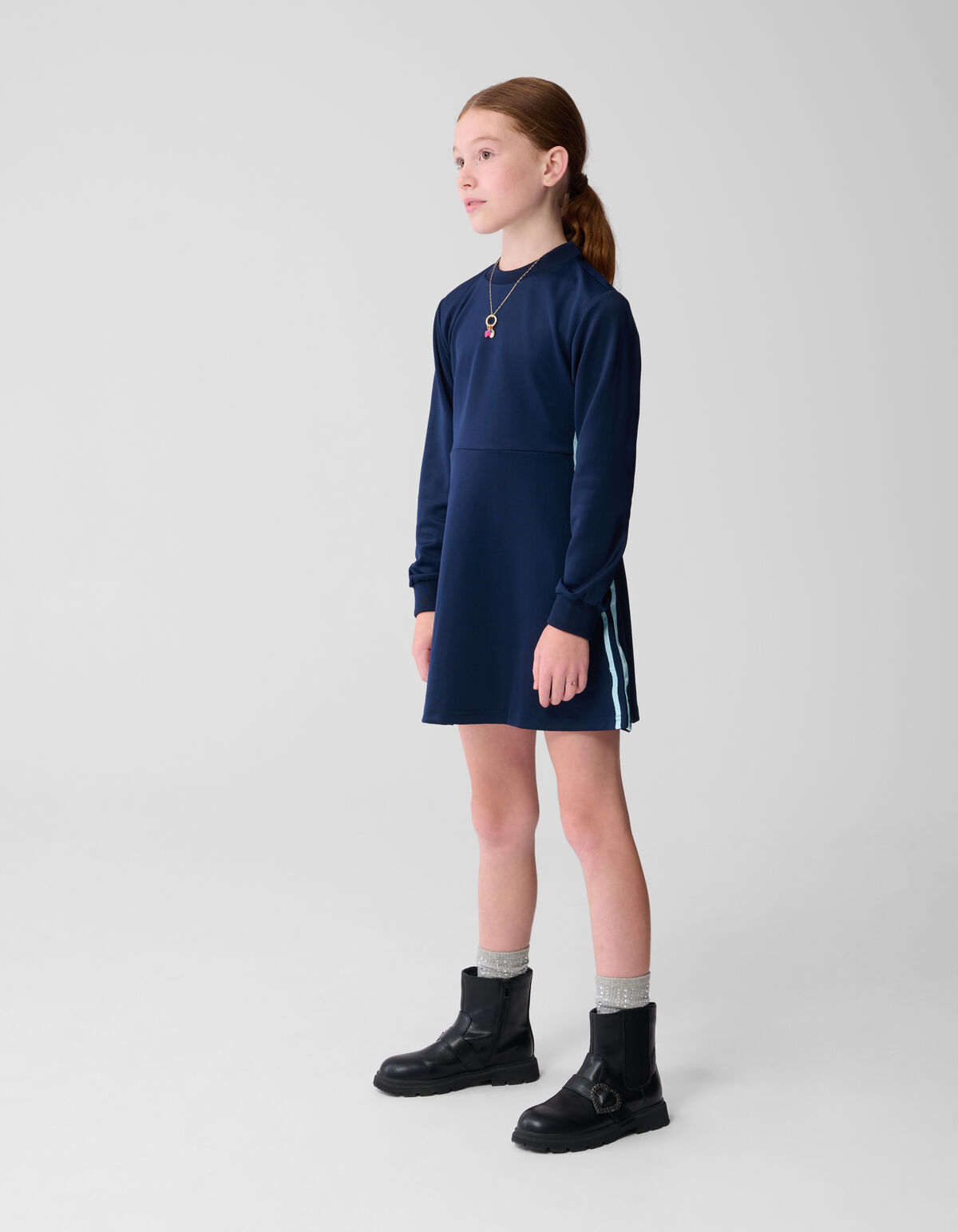 Doppelt gestreiftes Kleid Dunkelblau SHOEBY GIRLS