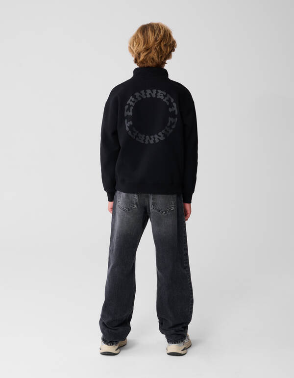 Schwarzer Pullover mit halbem Rei&szlig;verschluss SHOEBY BOYS