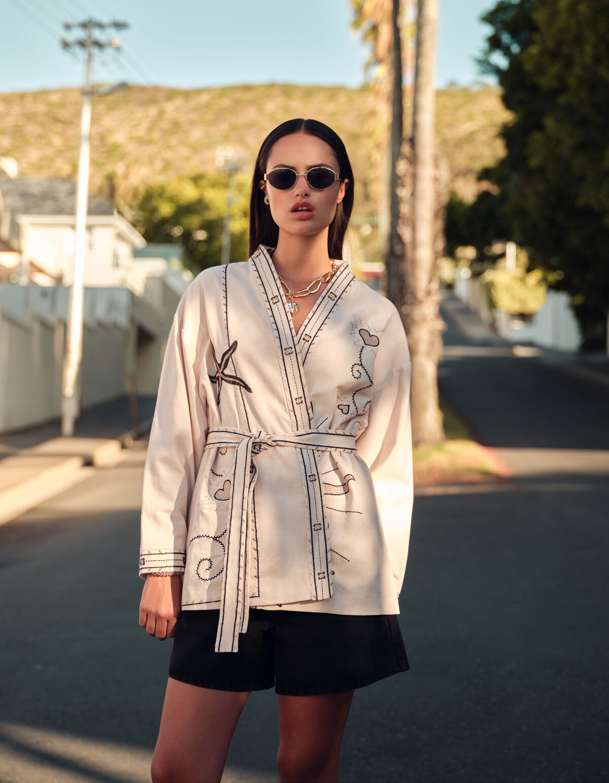 Artwork Kimono Jacke Off White SHOEBY WOMEN