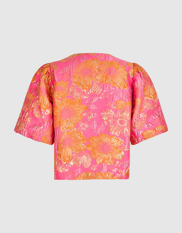 Jacquard-Blumenbluse Rosa/Orange SHOEBY WOMEN