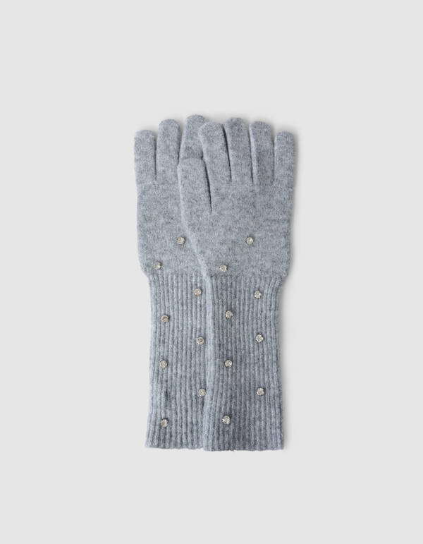 Strass Handschuhe Hellgrau SHOEBY ACCESSOIRES