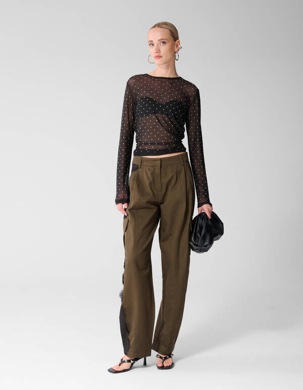 Studded Mesh Top Zwart SHOEBY WOMEN