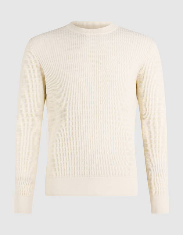 Strukturpullover gebrochenes Wei&szlig; SHOEBY MEN