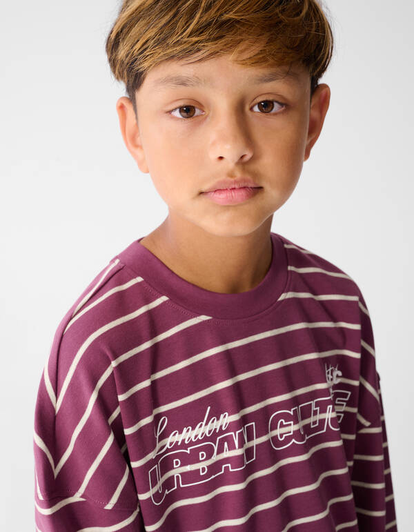 London gestreiftes Langarmshirt Dunkelrot SHOEBY BOYS